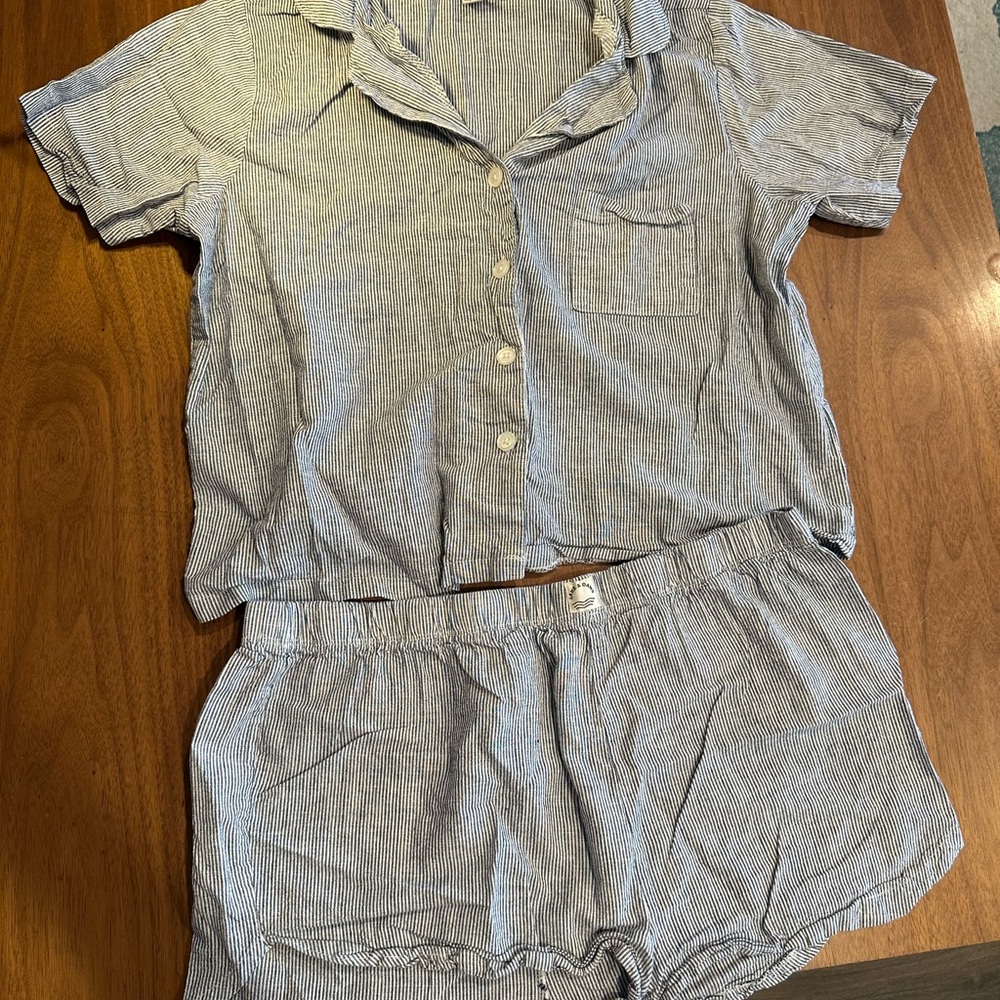 Women's Blue Striped Pajama Set
